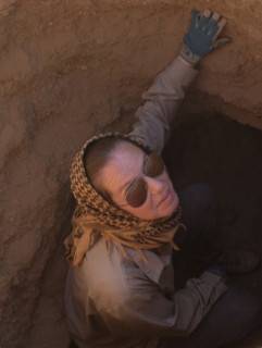 Action shot of Dr. Guilbault at a cave entrance